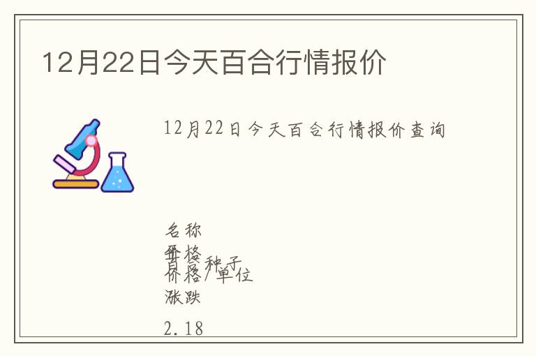 12月22日今天百合行情報價