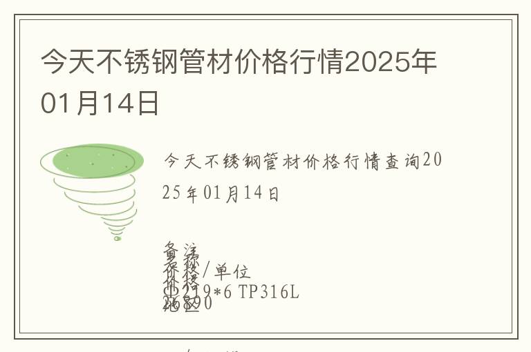 今天不銹鋼管材價格行情2025年01月14日