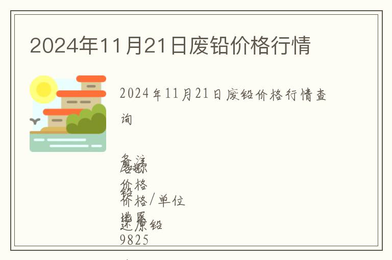 2024年11月21日廢鉛價格行情