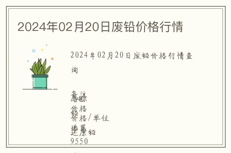 2024年02月20日廢鉛價(jià)格行情