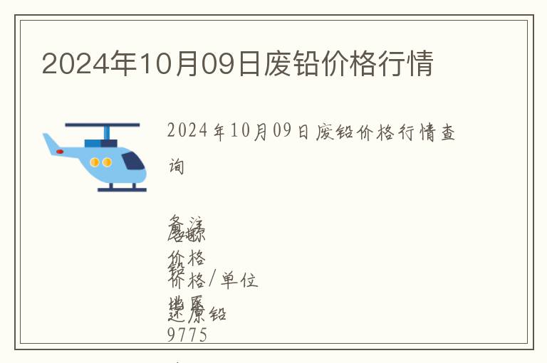 2024年10月09日廢鉛價(jià)格行情