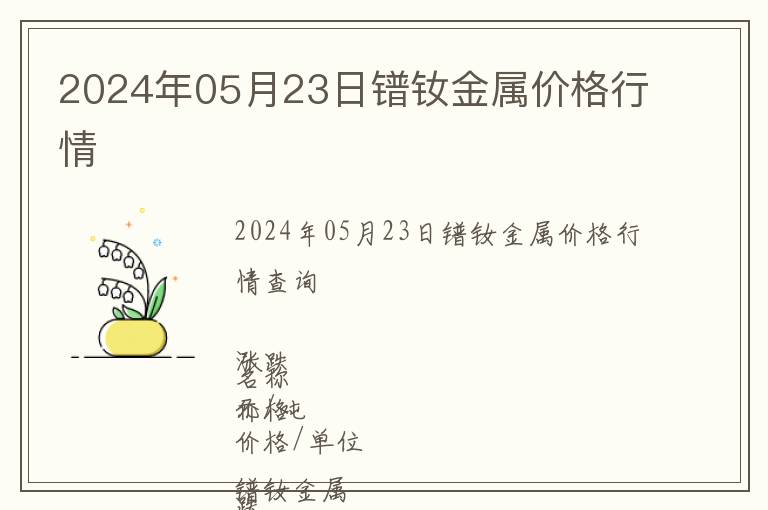 2024年05月23日鐠釹金屬價格行情