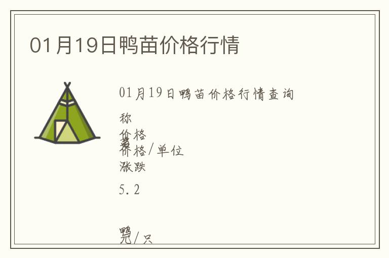 01月19日鴨苗價格行情