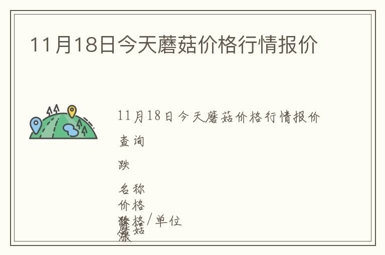 11月18日今天蘑菇價格行情報價