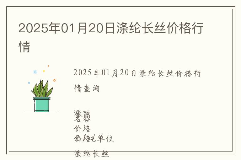 2025年01月20日滌綸長絲價格行情