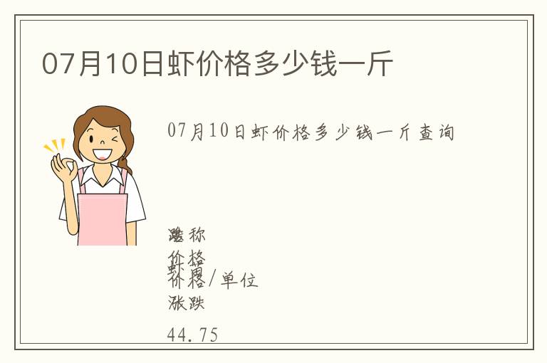 07月10日蝦價格多少錢一斤