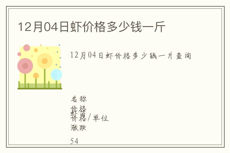 12月04日蝦價格多少錢一斤