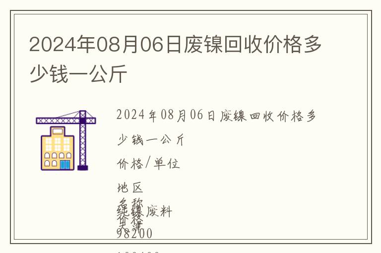 2024年08月06日廢鎳回收價格多少錢一公斤