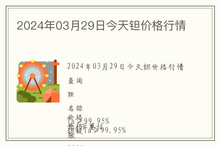 2024年03月29日今天鉭價格行情
