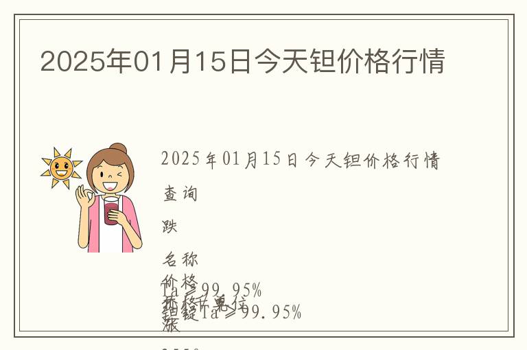 2025年01月15日今天鉭價格行情