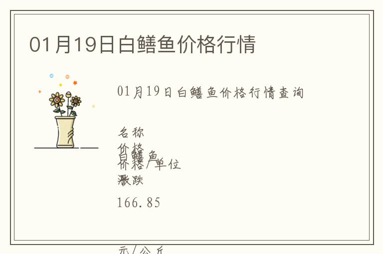 01月19日白鱔魚(yú)價(jià)格行情