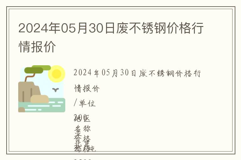 2024年05月30日廢不銹鋼價(jià)格行情報(bào)價(jià)
