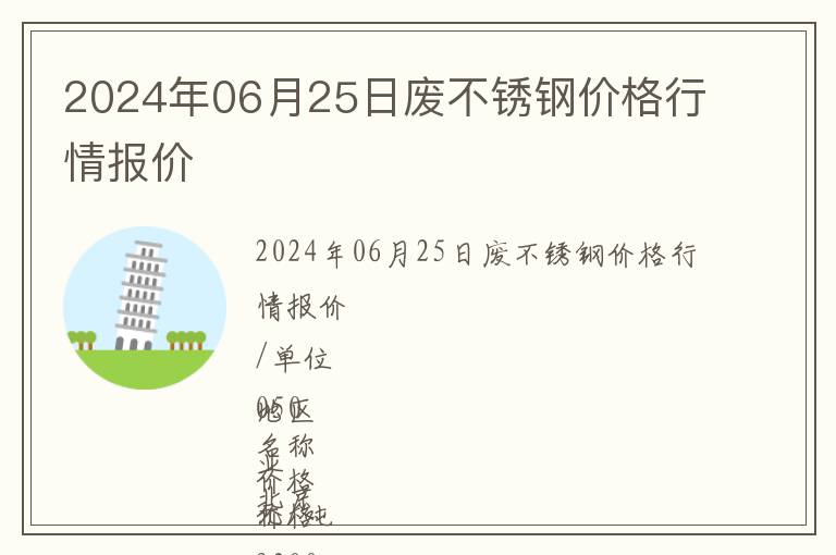 2024年06月25日廢不銹鋼價(jià)格行情報(bào)價(jià)