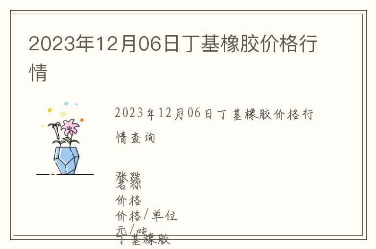 2023年12月06日丁基橡膠價(jià)格行情