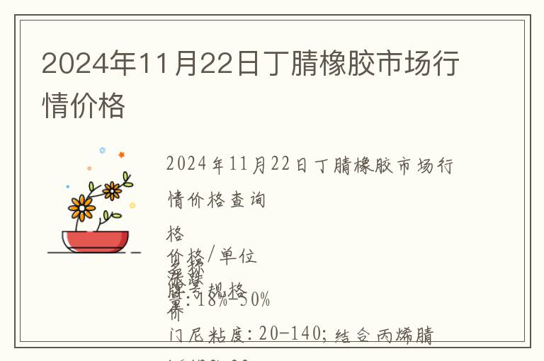 2024年11月22日丁腈橡膠市場(chǎng)行情價(jià)格