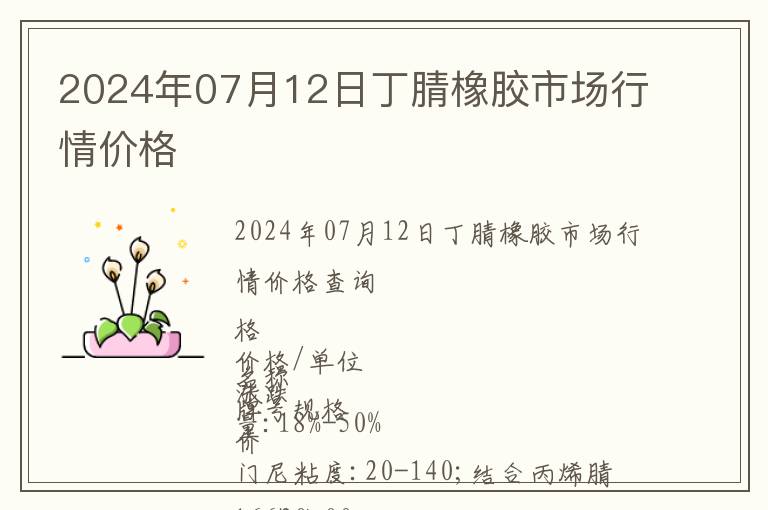 2024年07月12日丁腈橡膠市場行情價格