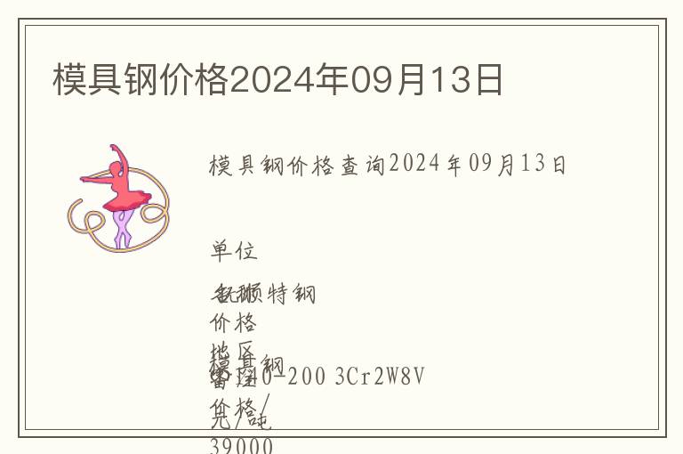 模具鋼價格2024年09月13日