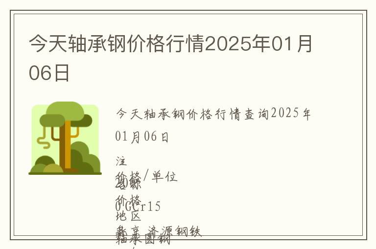今天軸承鋼價格行情2025年01月06日