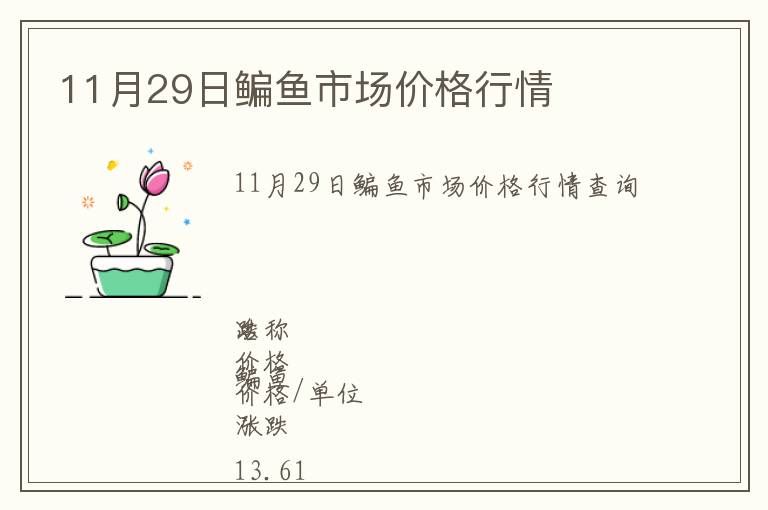 11月29日鳊魚市場價格行情