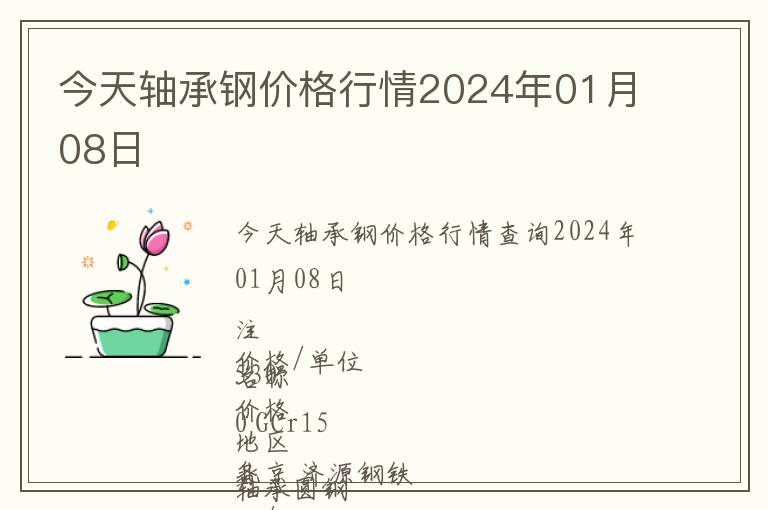 今天軸承鋼價格行情2024年01月08日