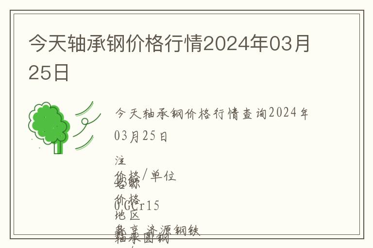 今天軸承鋼價(jià)格行情2024年03月25日