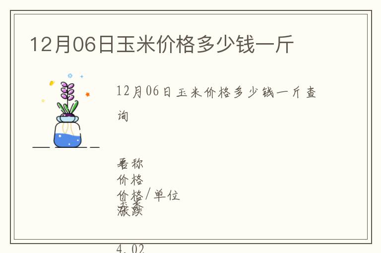 12月06日玉米價格多少錢一斤