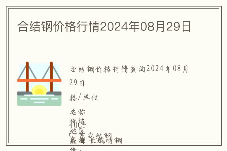 合結(jié)鋼價格行情2024年08月29日
