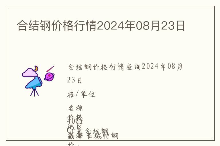 合結鋼價格行情2024年08月23日