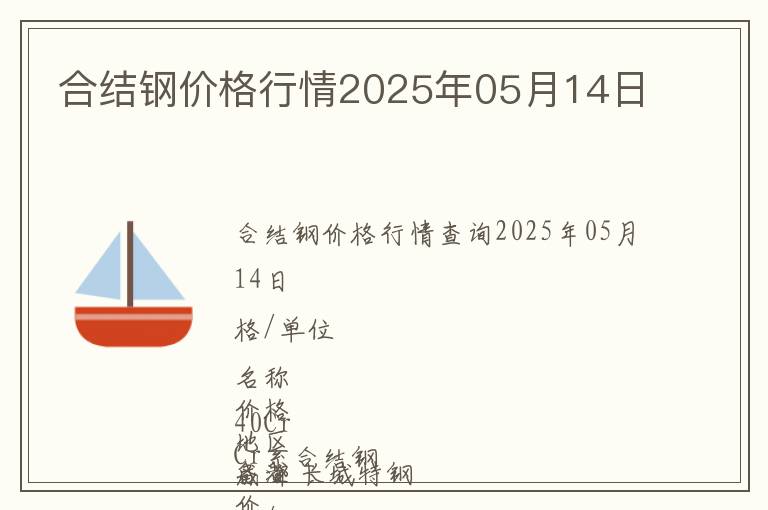 合結鋼價格行情2025年05月14日
