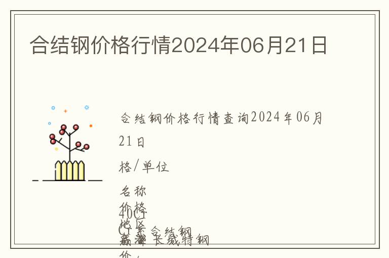 合結鋼價格行情2024年06月21日