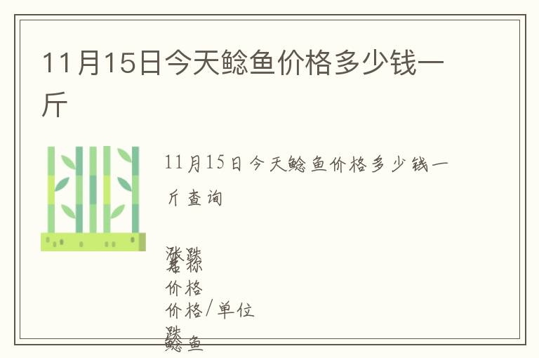 11月15日今天鯰魚價(jià)格多少錢一斤