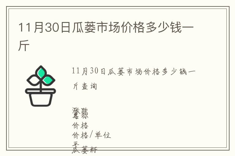 11月30日瓜蔞市場價格多少錢一斤