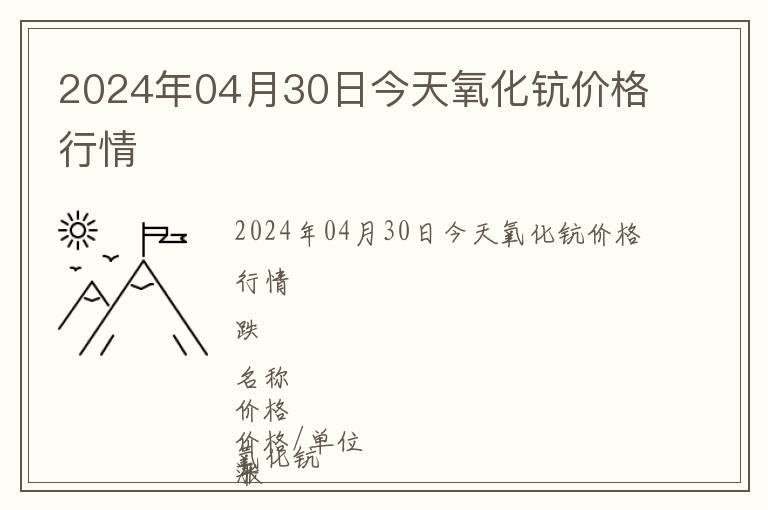 2024年04月30日今天氧化鈧價(jià)格行情