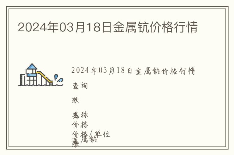 2024年03月18日金屬鈧價(jià)格行情