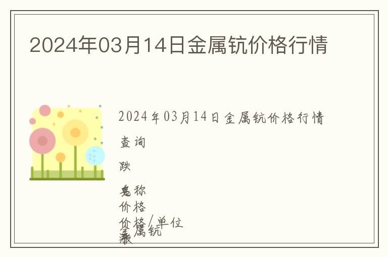 2024年03月14日金屬鈧價(jià)格行情