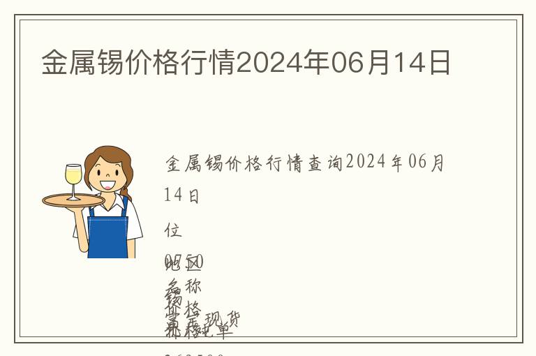 金屬錫價格行情2024年06月14日