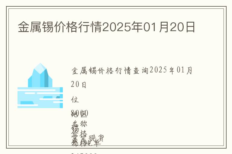 金屬錫價格行情2025年01月20日