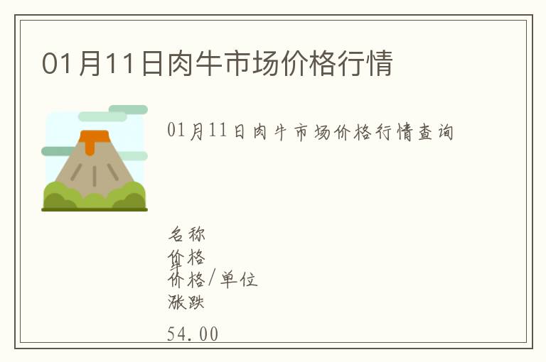 01月11日肉牛市場價格行情