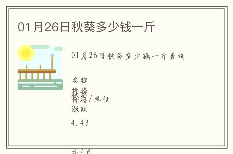 01月26日秋葵多少錢一斤