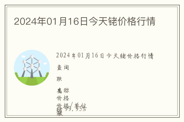 2024年01月16日今天銠價(jià)格行情