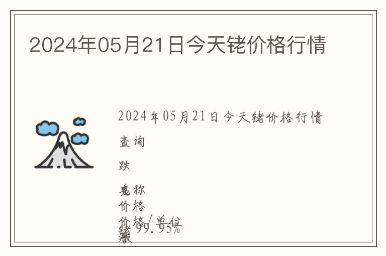 2024年05月21日今天銠價格行情