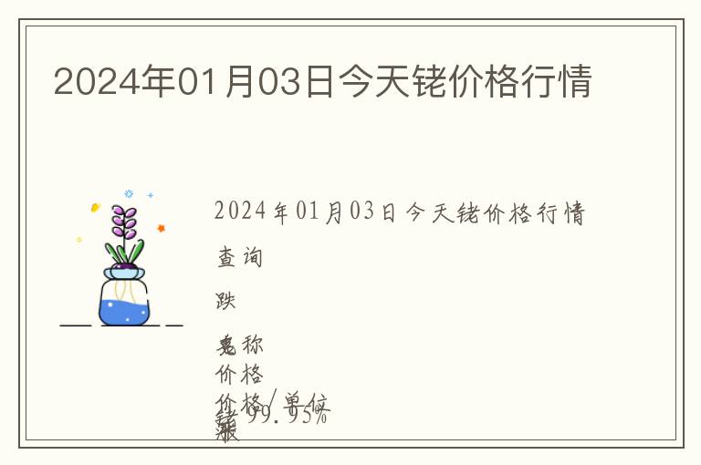 2024年01月03日今天銠價(jià)格行情