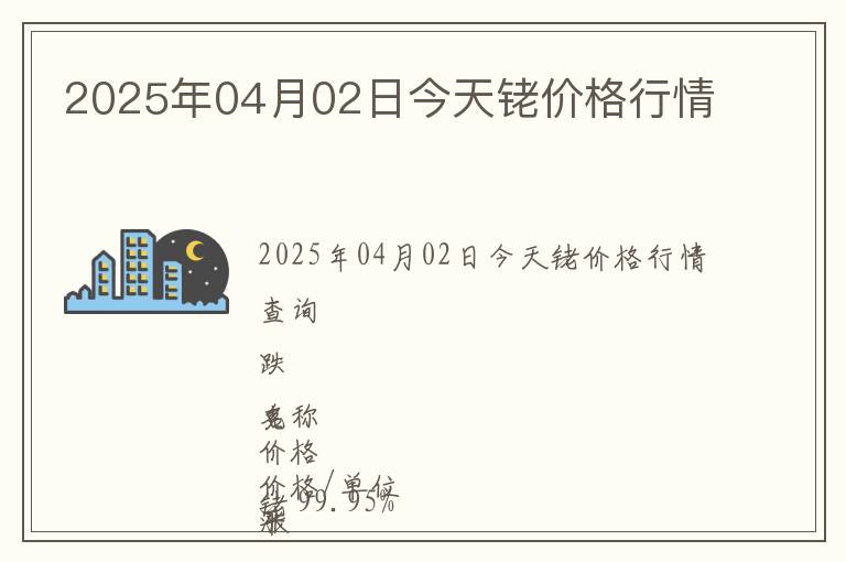 2025年04月02日今天銠價格行情