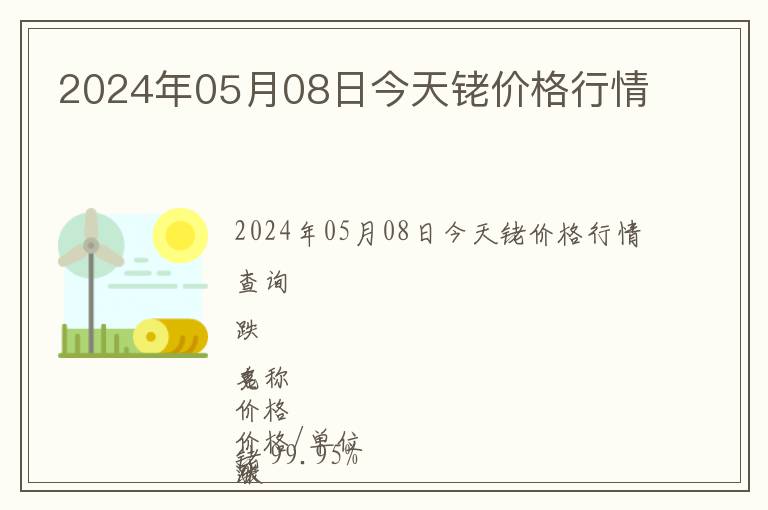 2024年05月08日今天銠價格行情