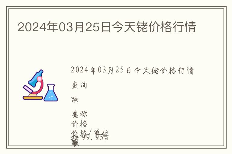2024年03月25日今天銠價(jià)格行情