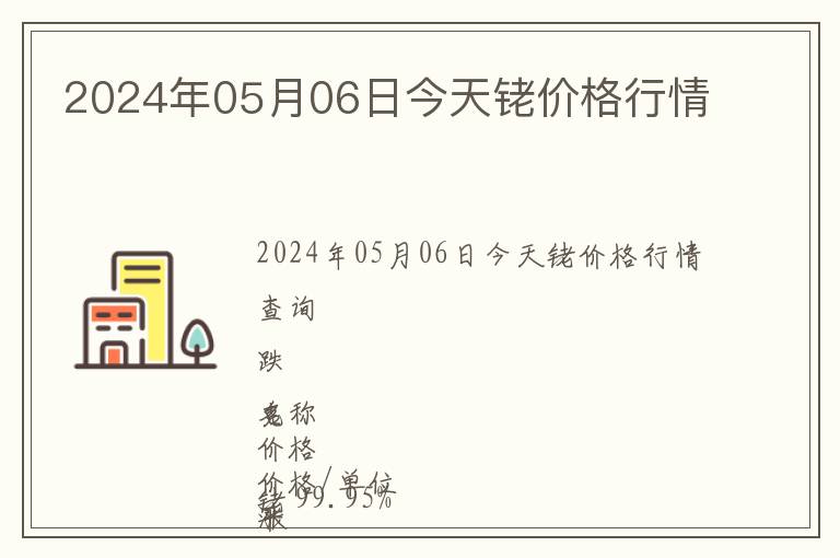 2024年05月06日今天銠價(jià)格行情
