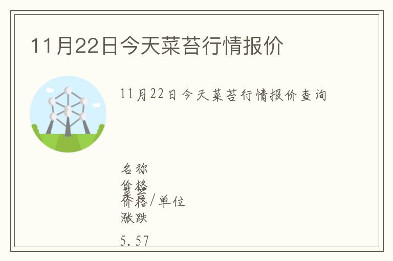 11月22日今天菜苔行情報價