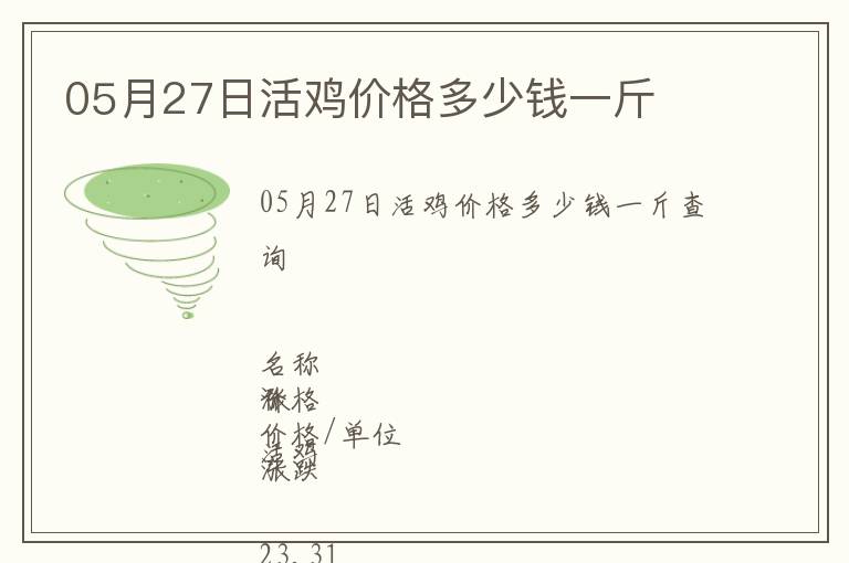 05月27日活雞價格多少錢一斤
