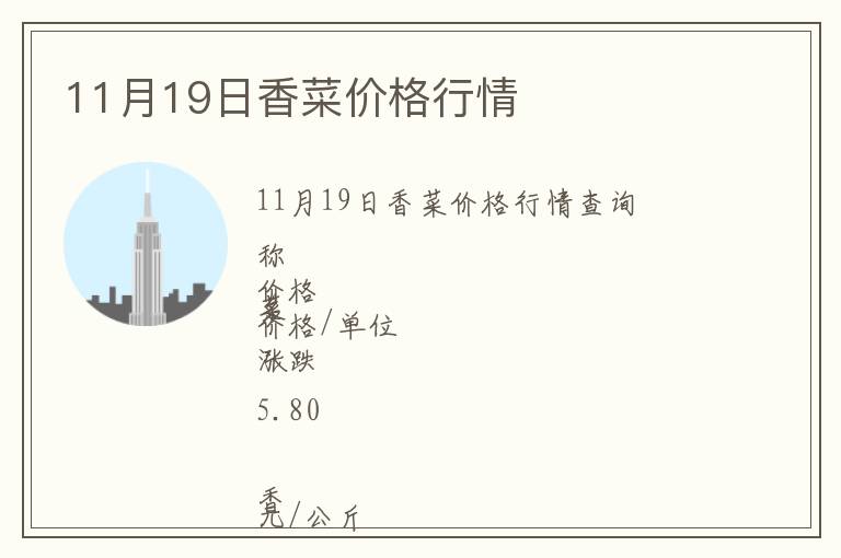 11月19日香菜價(jià)格行情