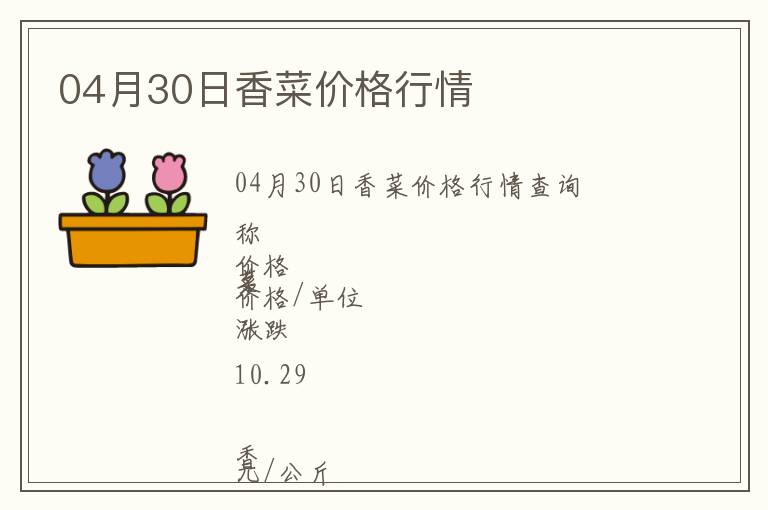 04月30日香菜價(jià)格行情